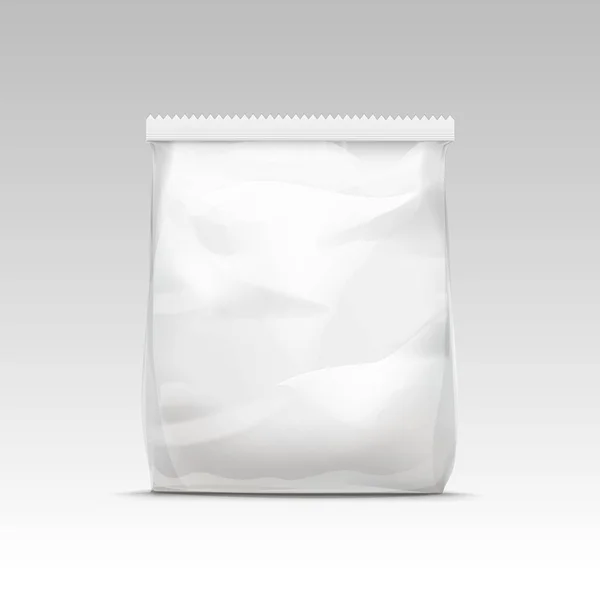 Sac en plastique transparent vide scellé vertical blanc vectoriel pour la conception de l'emballage Fermer Isolé sur fond blanc — Image vectorielle