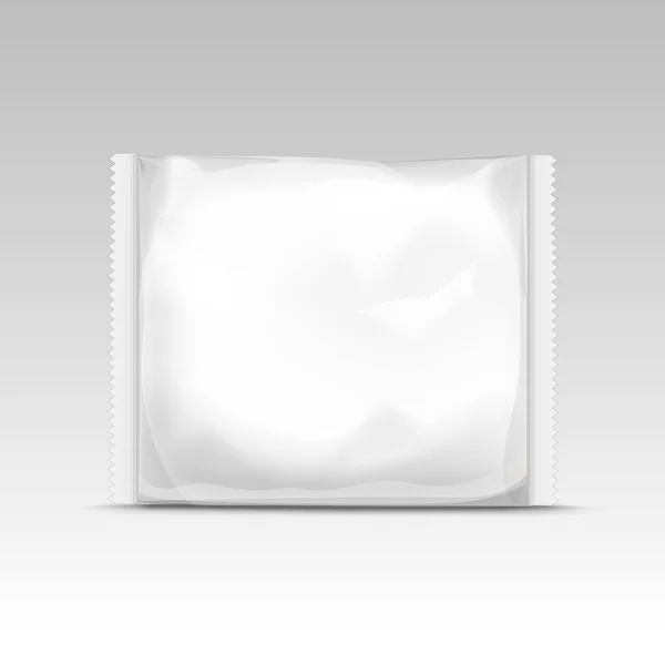 Sac en plastique transparent vide scellé horizontal blanc vectoriel pour la conception de l'emballage Fermer Isolé sur fond blanc — Image vectorielle