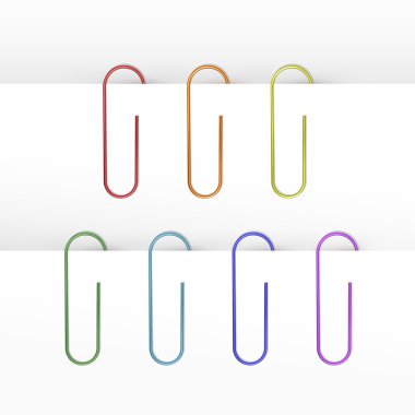 Set of Colored Paper Clips Isolated on White Background clipart