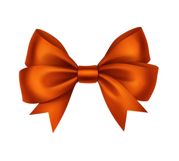 Vector glanzend oranje satijn Gift Bow close-up geïsoleerd op witte achtergrond — Stockvector