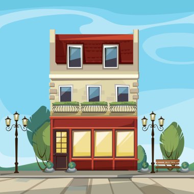 Vektör eski Avrupa Shop butik müze Cafe