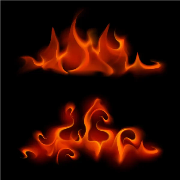 Set of Different Red Scarlet Fire Flame Bonfire — Stock Vector