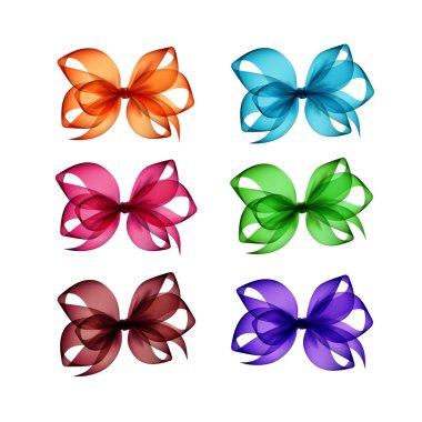 Renkli parlak şeffaf hediye yay vektör kümesi