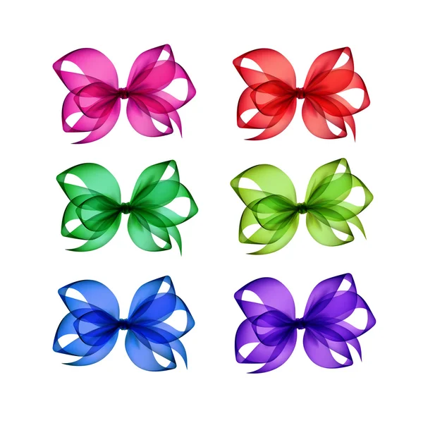 Conjunto vectorial de arcos de regalo transparentes brillantes de colores — Archivo Imágenes Vectoriales