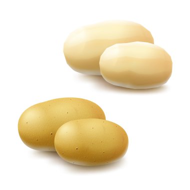 Sarı ham bütün soyulmuş Unpeeled patates kümesi