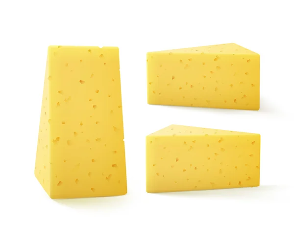 Σύνολο τριγωνικά κομμάτια τυρί σε φόντο — Διανυσματικό Αρχείο