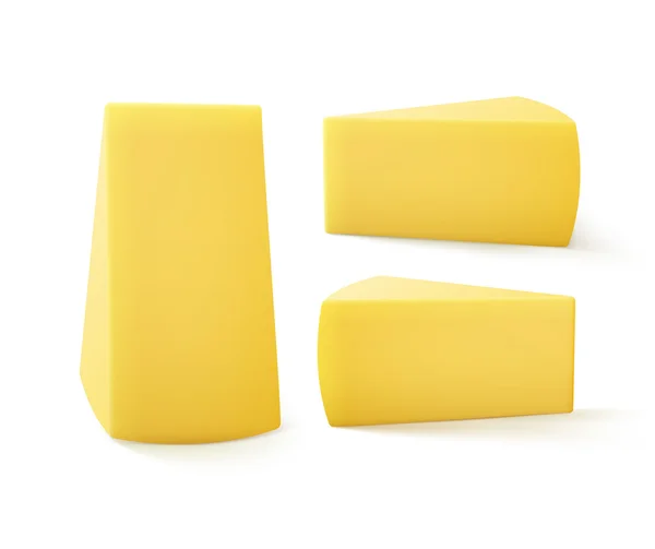 Aantal driehoekige stukken kaas op achtergrond — Stockvector