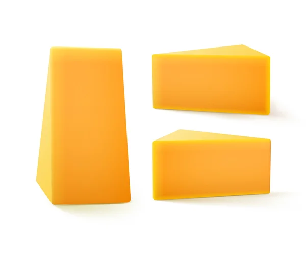 Ensemble de morceaux triangulaires fromage cheddar — Image vectorielle
