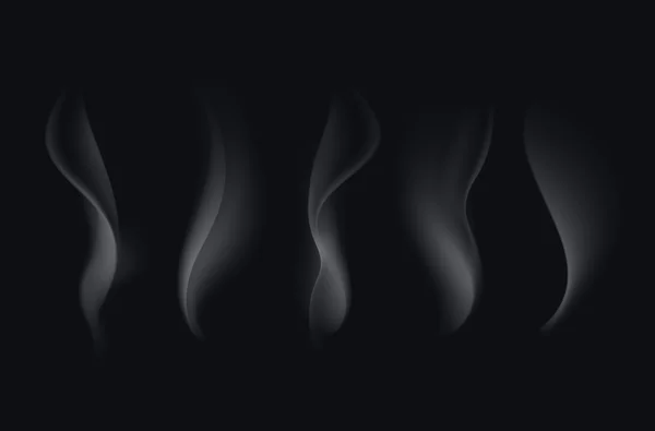 Набор белых прозрачных дымовых волн — стоковый вектор