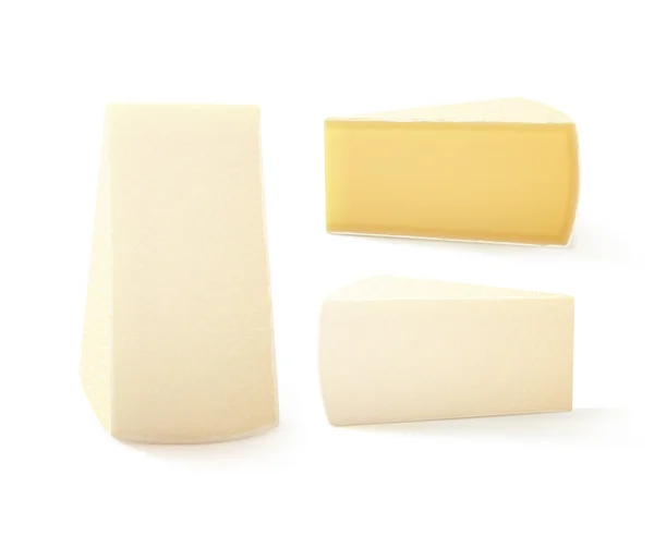 Set vettoriale di pezzi triangolari Bri Cheese — Vettoriale Stock