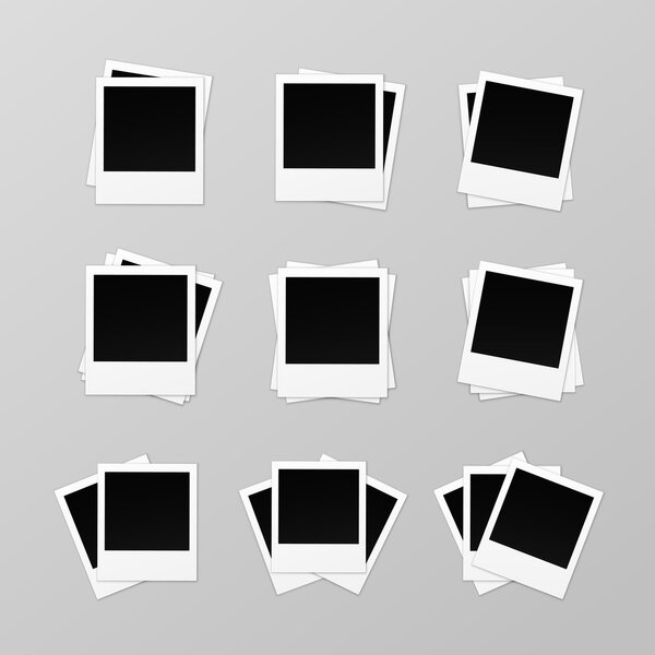Set of Blank Retro Photo Frames on Background