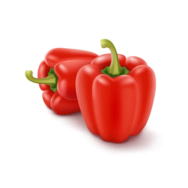 Vektor dvě červené sladké bulharské papriky, paprikou na pozadí — Stockový vektor