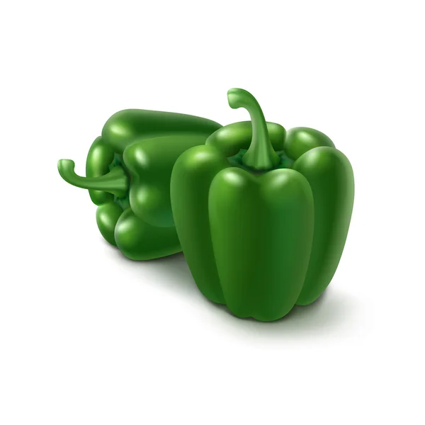 Dva na vektorové zelené sladký bulharský červená paprika, Paprika — Stockový vektor