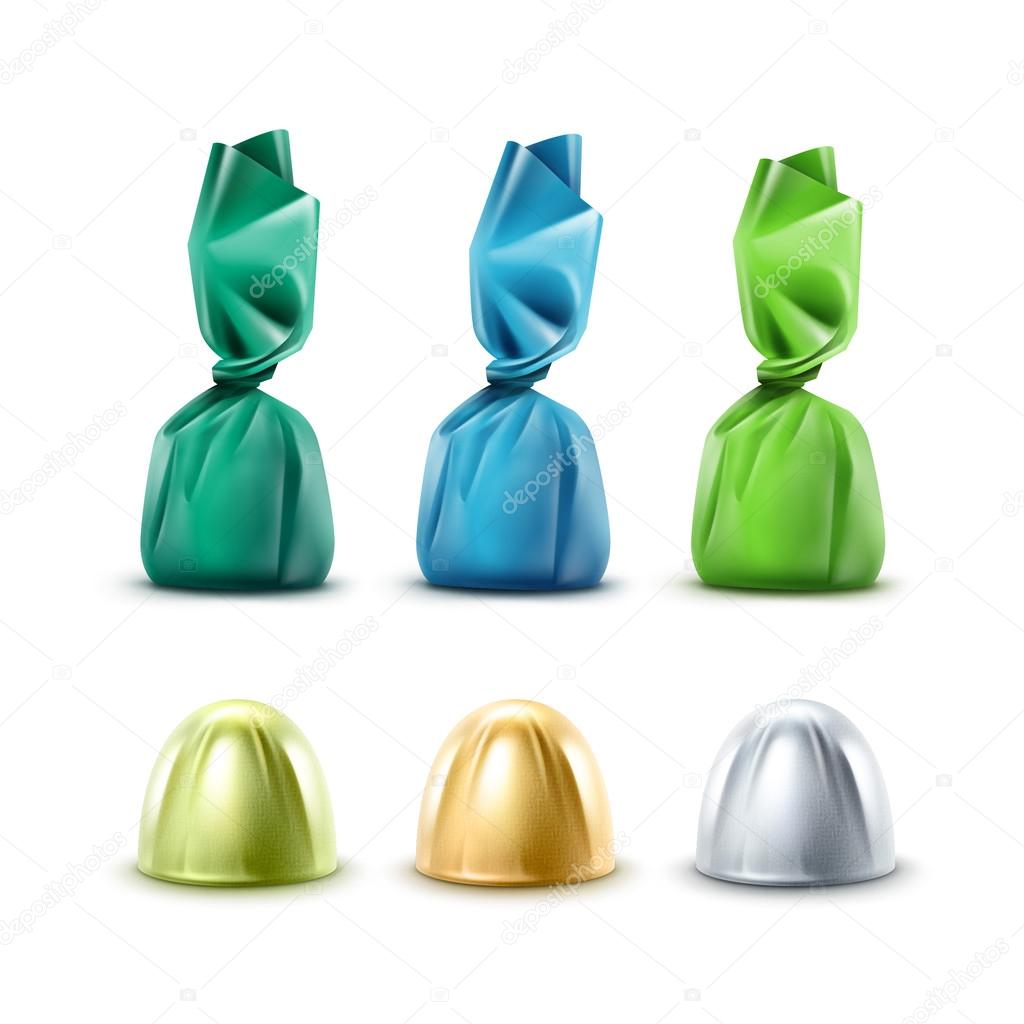 Set of Chocolate Candies in Colored Foil Wrapper