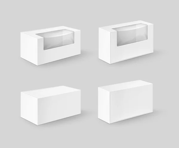 Conjunto de Cajas Rectangulares Blancas para Alimentos, Regalos — Vector de stock