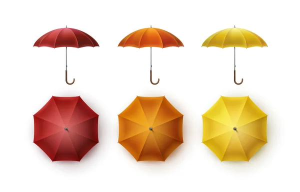 Ensemble de parasol jaune orange rouge ouvert parasol — Image vectorielle