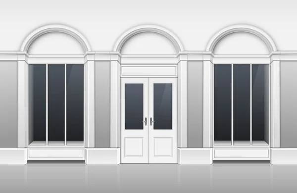 Bâtiment de magasin avec vitrine en verre, porte fermée — Image vectorielle