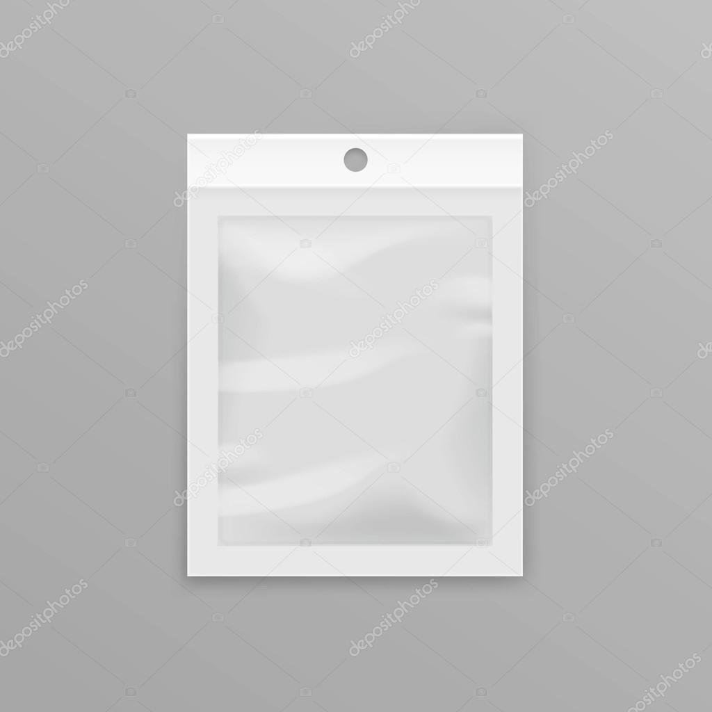 White Sealed Empty Transparent Plastic Pocket Bag with Hang Slot