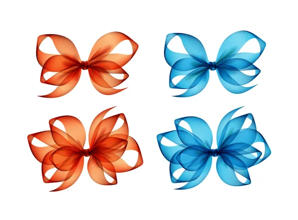 Conjunto de arcos de regalo de color naranja brillante azul claro — Vector de stock