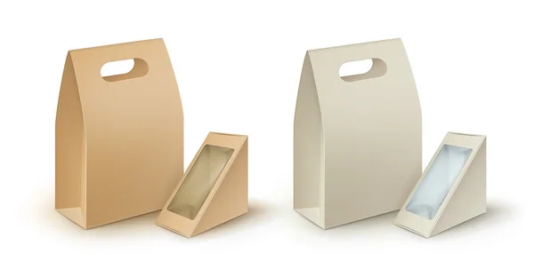 Set aus Rechteck-Dreieck zum Mitnehmen von Lunchpaketen — Stockvektor