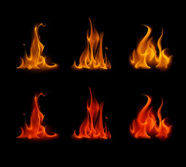 Orangefarbene rote Flamme Lagerfeuer isoliert auf dem Hintergrund — Stockvektor