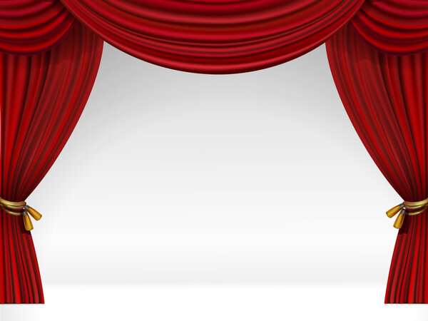 Vector White Scene with Isolated Red Curtains