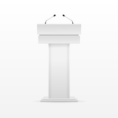 Beyaz podyum Kürsü Kürsü mikrofonu ile stand