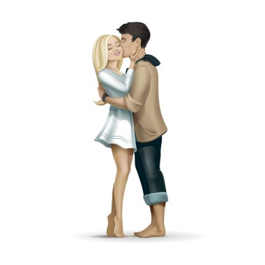 romantik aşık adam ve kadın çift öpüşme