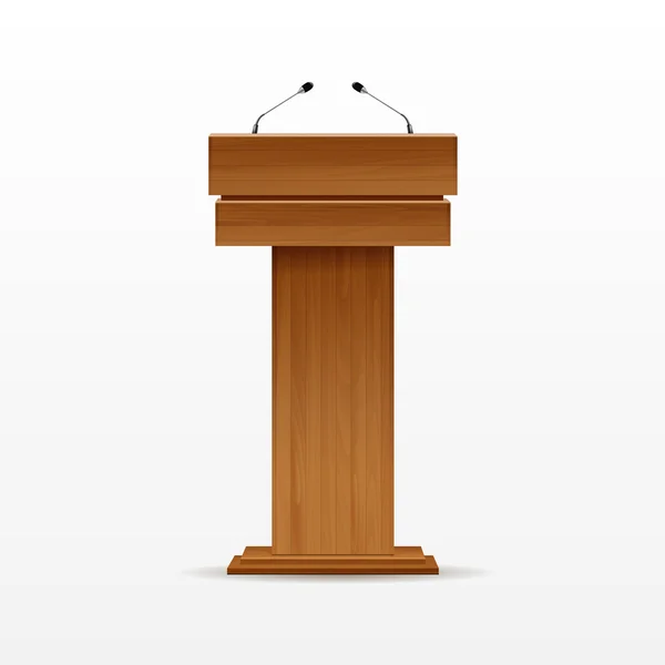 Drewno podium tribune trybuny stojak z mikrofonem Ilustracja Stockowa