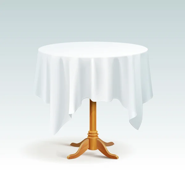 Table ronde en bois vide vectoriel avec nappe — Image vectorielle