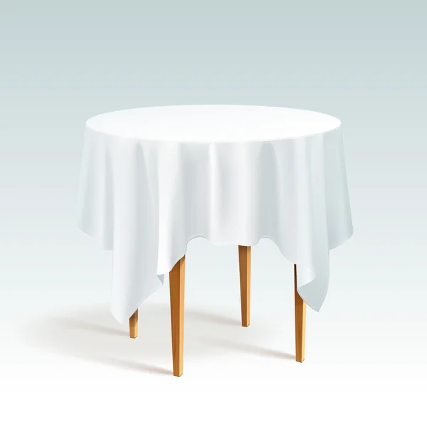 Table ronde en bois vide vectoriel avec nappe — Image vectorielle