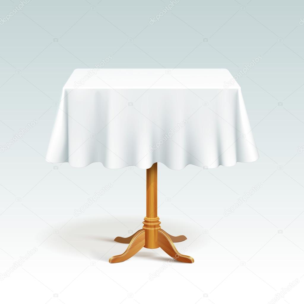 Vector Empty Square Wood Table with Tablecloth