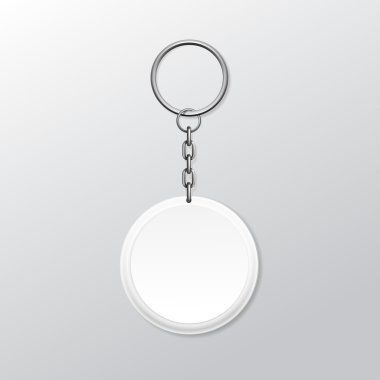 Blank Round Keychain with Ring and Chain for Key clipart