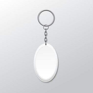 Blank Oval Keychain with Ring and Chain for Key clipart