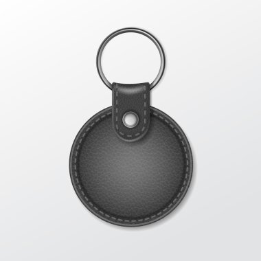Blank Leather Round Keychain with Ring for Key clipart