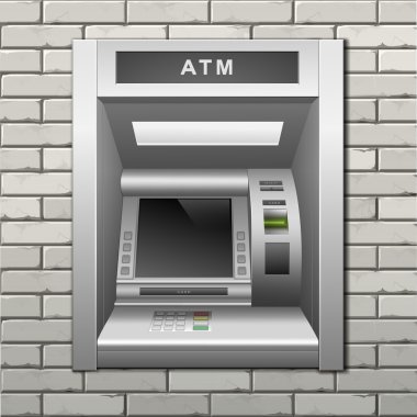 ATM banka bankamatik tuğla duvar zemin