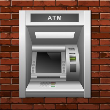 ATM banka bankamatik tuğla duvar zemin