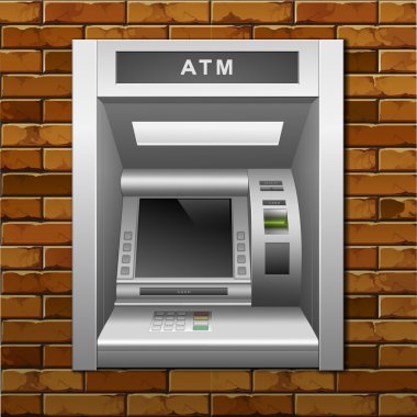 ATM banka bankamatik tuğla duvar zemin