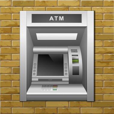 ATM banka bankamatik tuğla duvar zemin