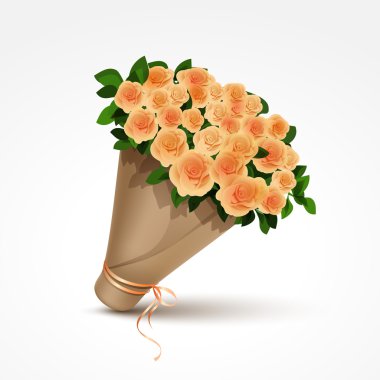 buket Sarı Gül izole