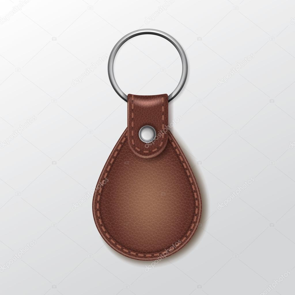 Blank Leather Round Keychain with Ring for Key