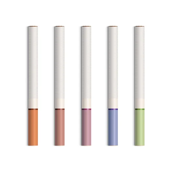 Conjunto vectorial de cigarrillos con filtros de colores — Archivo Imágenes Vectoriales