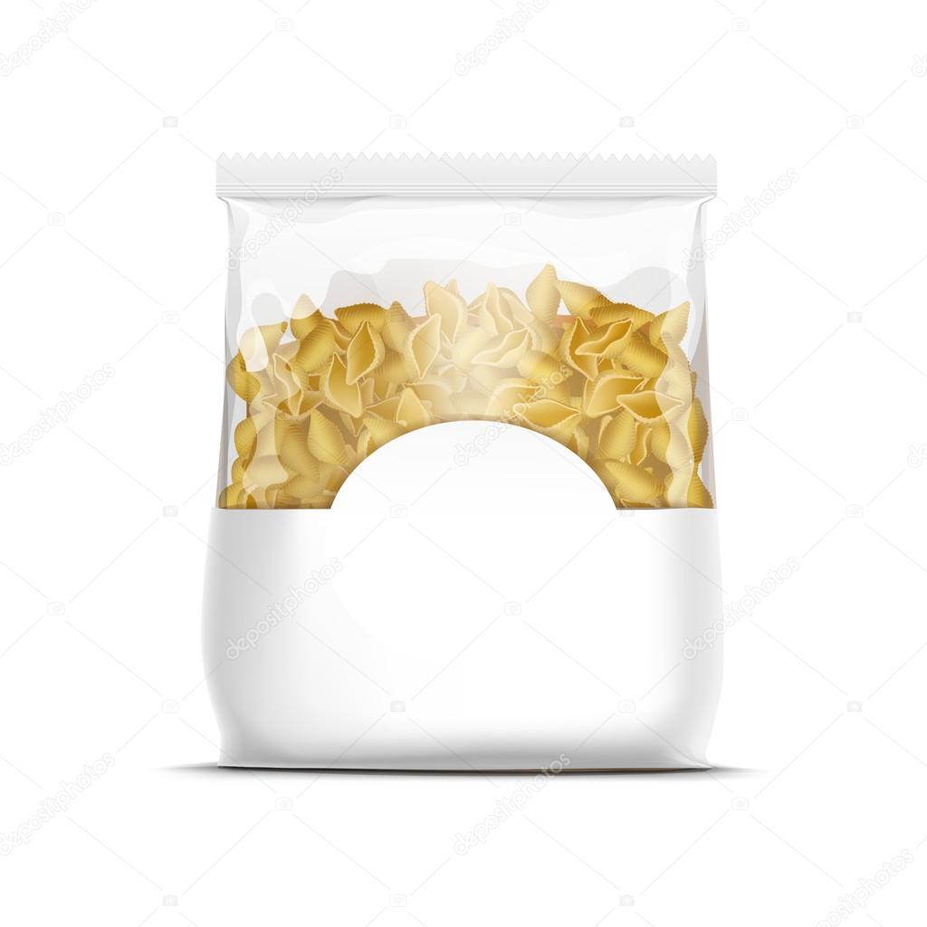 Vector Pasta Shells Packaging Template Isolated