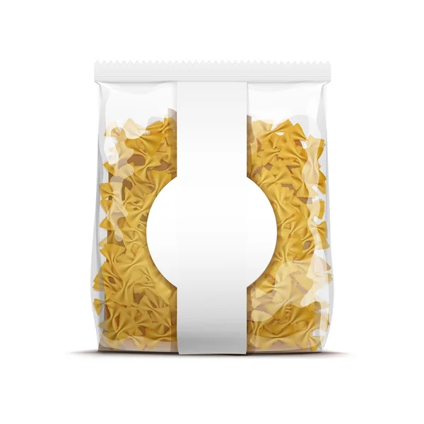 Farfalle Bow Tie těstoviny balení šablona izolované — Stockový vektor