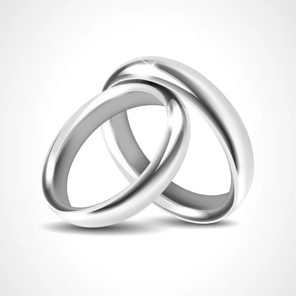 Anillos de plata aislados sobre fondo blanco — Vector de stock