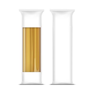 Spagetti makarna ambalaj şablon izole