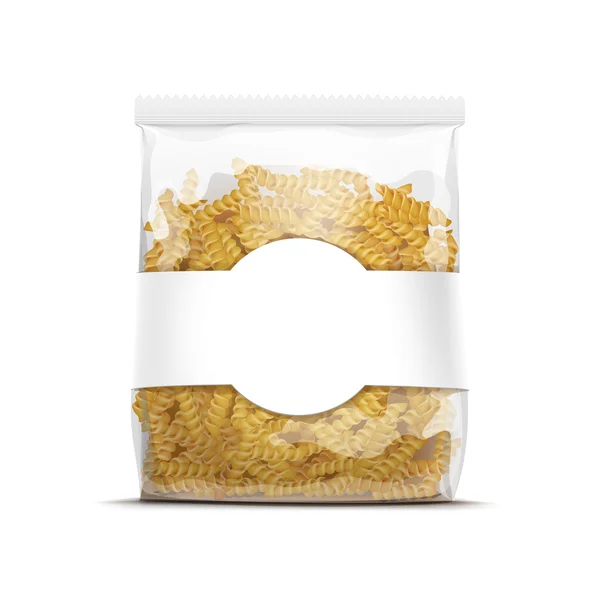 Plantilla de embalaje de pasta espiral Fusilli aislada — Vector de stock