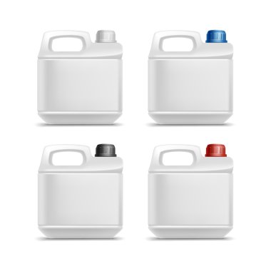 Set of Blank Plastic Jerrycan Canister Gallon Oil clipart