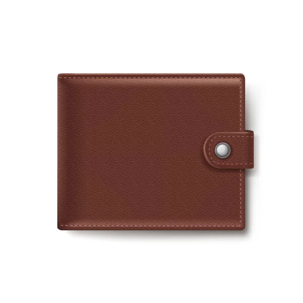 Brun läder plånbok isolerad på vit bakgrund — Stock vektor