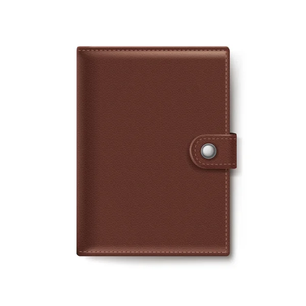 Brun läder plånbok isolerad på vit bakgrund — Stock vektor